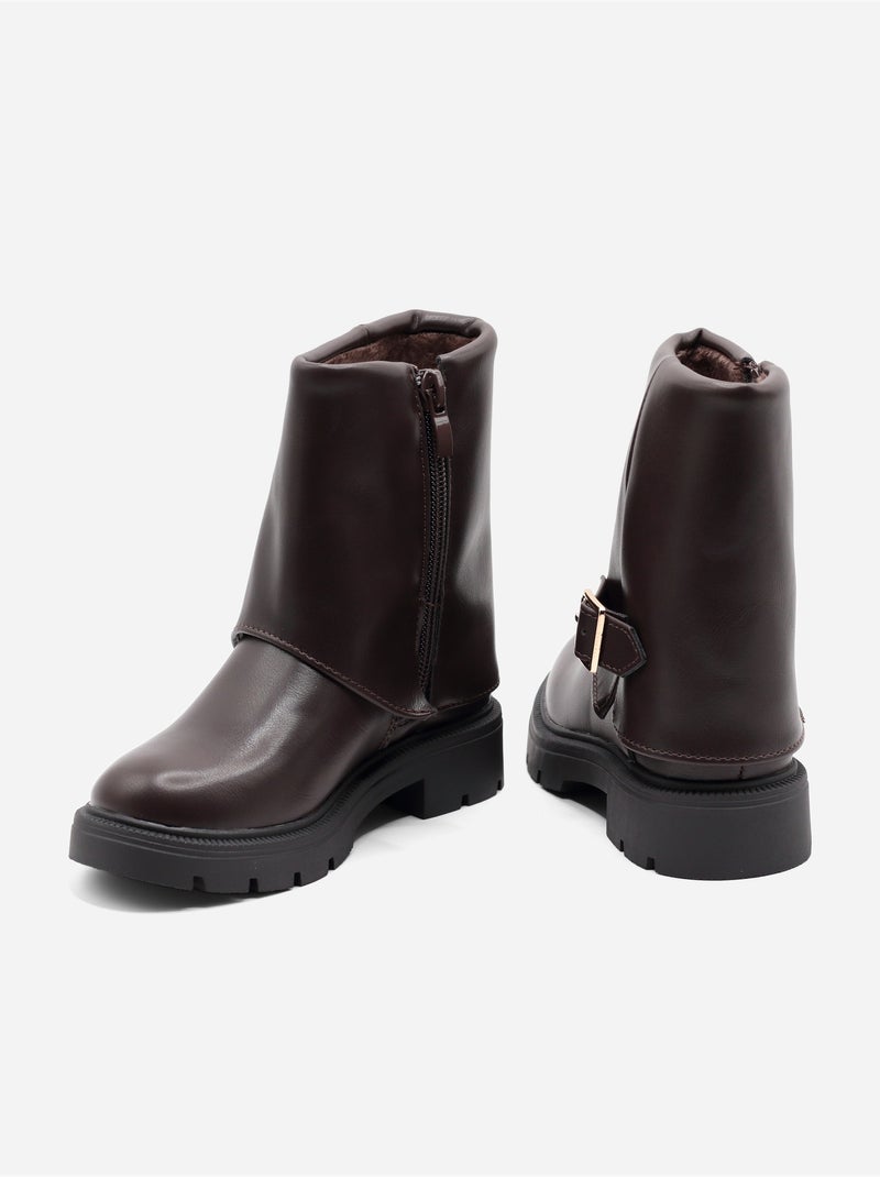 Botas com fecho de correr Castanho - Kiabi