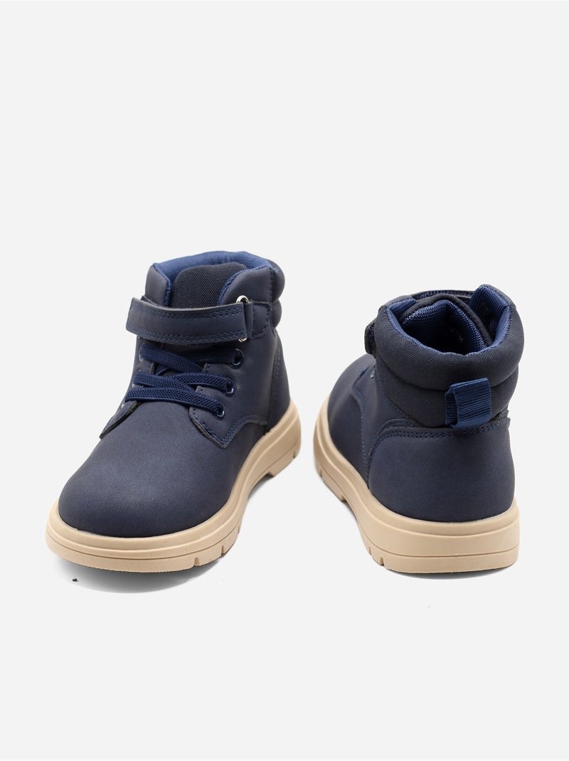 Botas com fecho de velcro Azul escuro - Kiabi