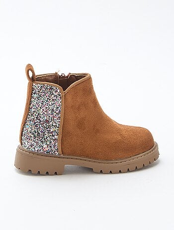 Botas com glitter em camurça sintética