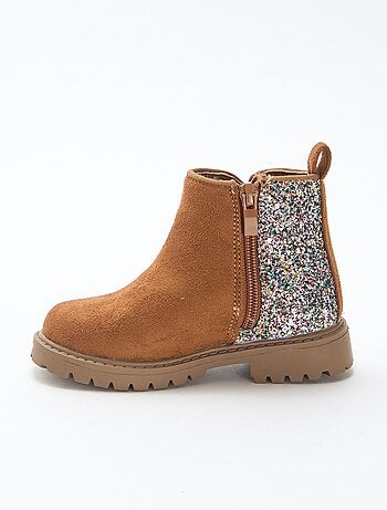 Botas com glitter em camurça sintética