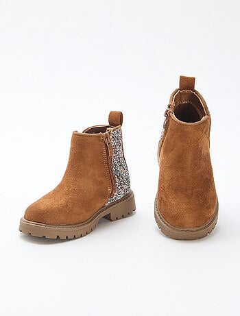 Botas com glitter em camurça sintética
