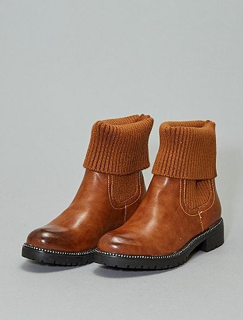 Botas com meia e pele sintética - Kiabi