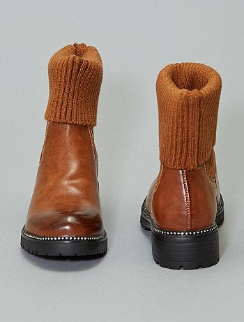 Botas com meia e pele sintética - Kiabi
