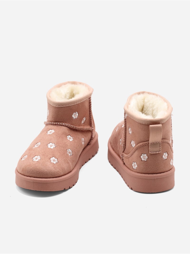 Botas com motivos florais Rosa - Kiabi