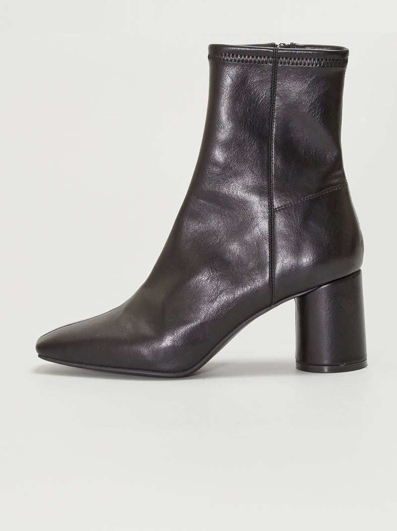Botas com salto redondo Preto - Kiabi