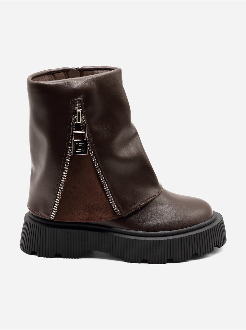 Botas com sola dentada Castanho - Kiabi