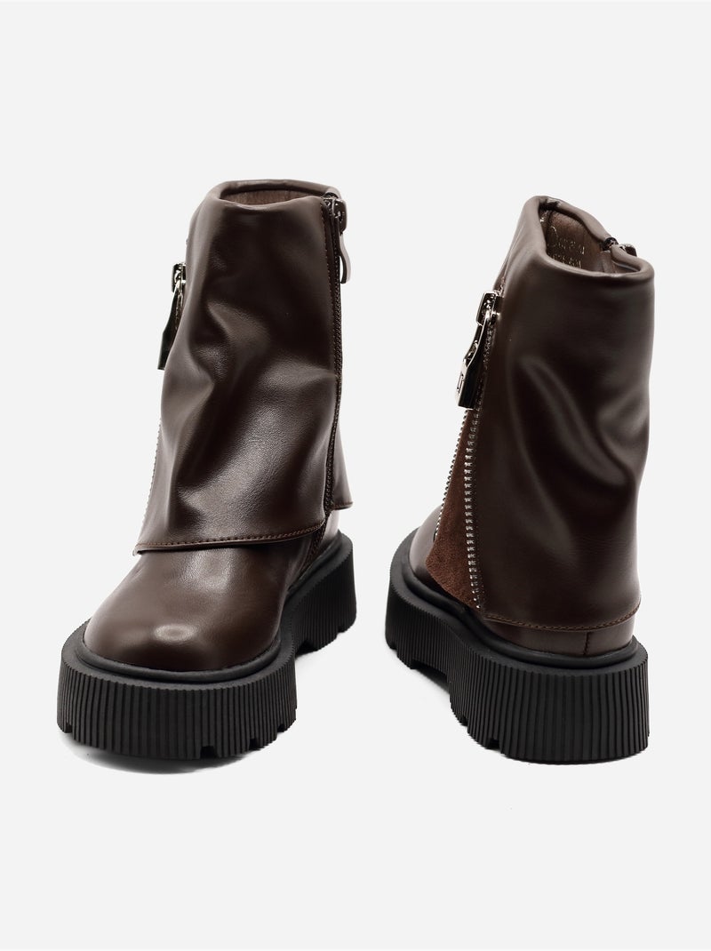 Botas com sola dentada Castanho - Kiabi