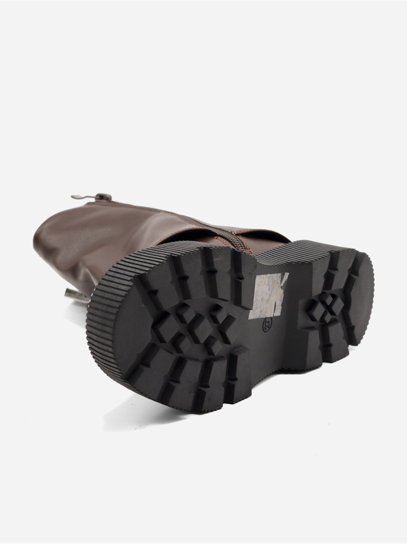 Botas com sola dentada Castanho - Kiabi