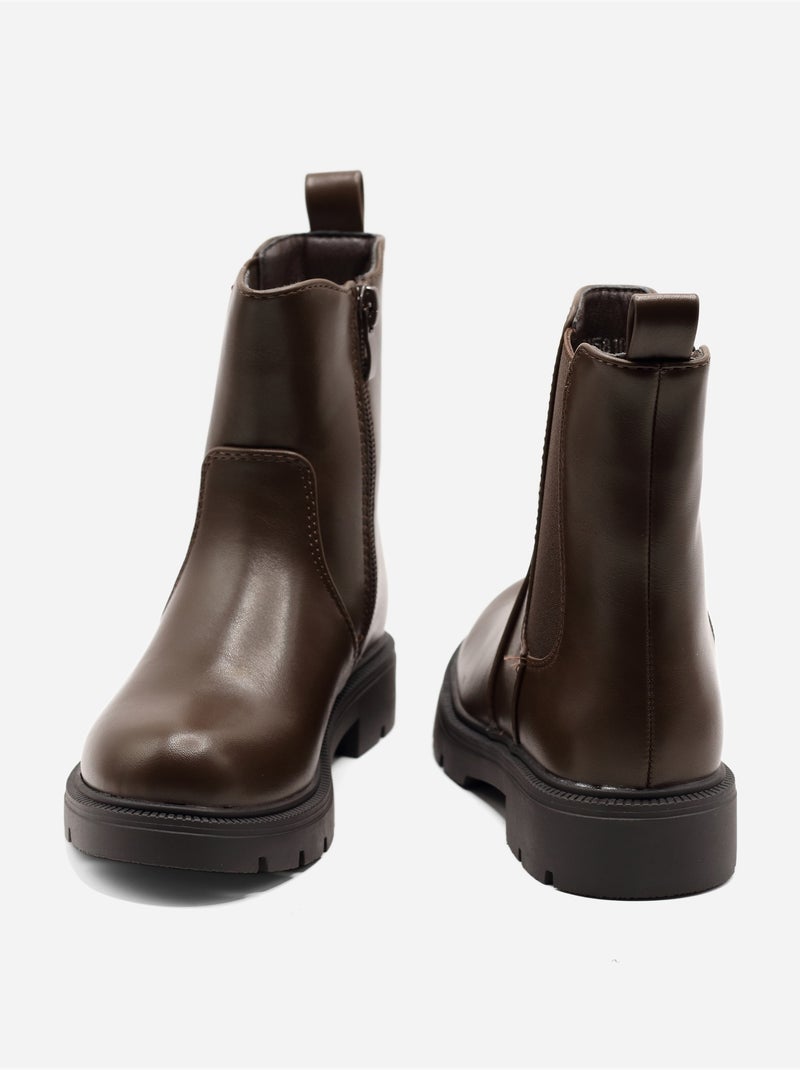 Botas com sola dentada Castanho - Kiabi