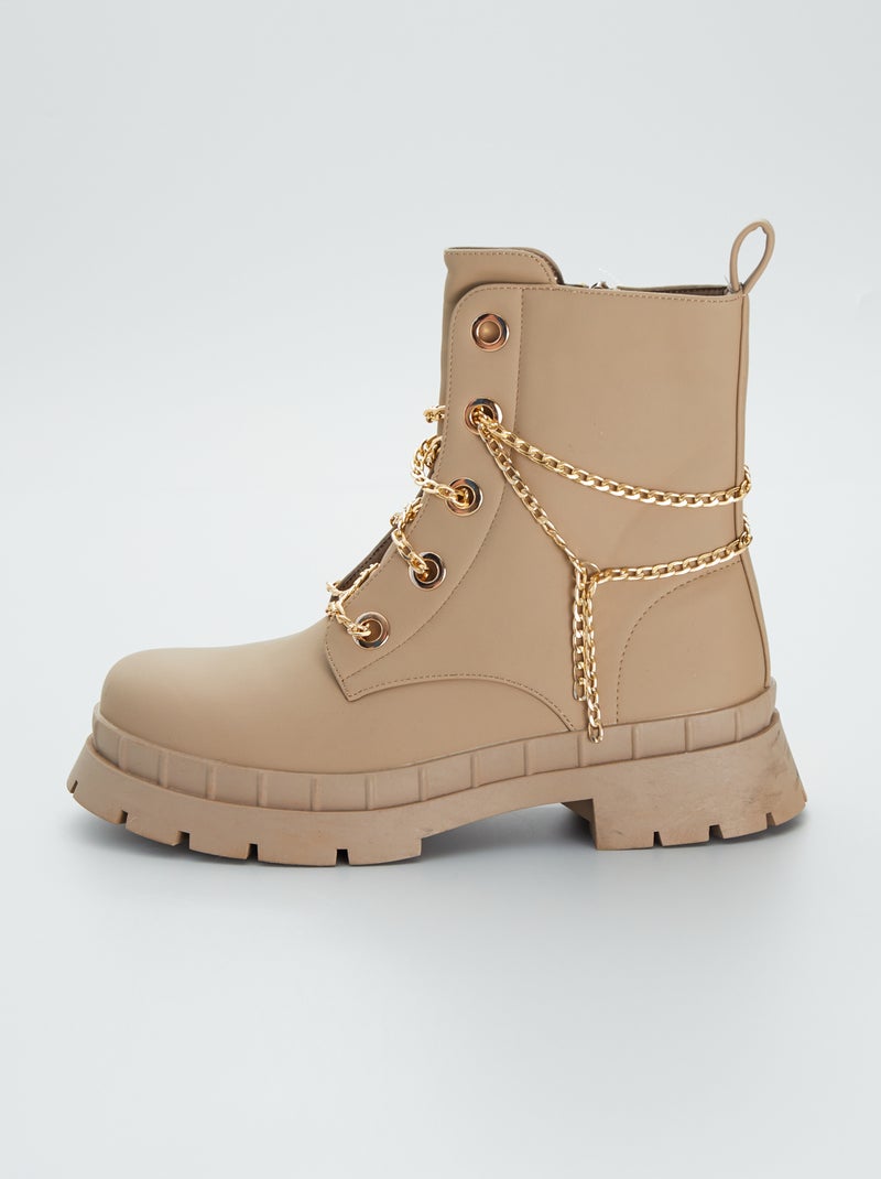 Botas com sola dentada com pormenor corrente LARANJA - Kiabi