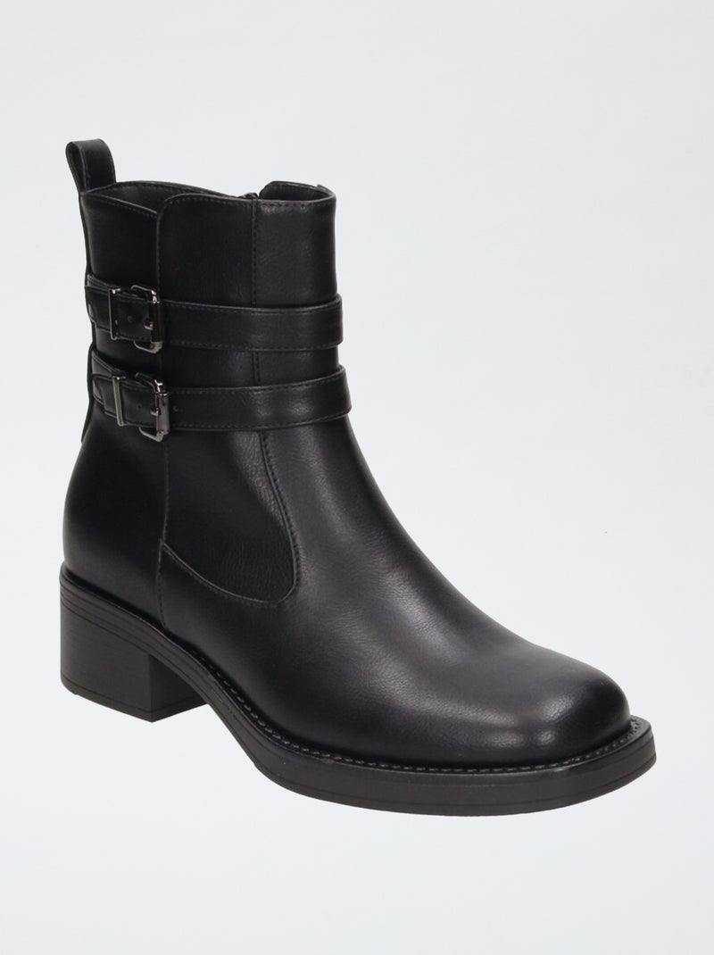 Botas com tiras e abertura com zíper Preto - Kiabi