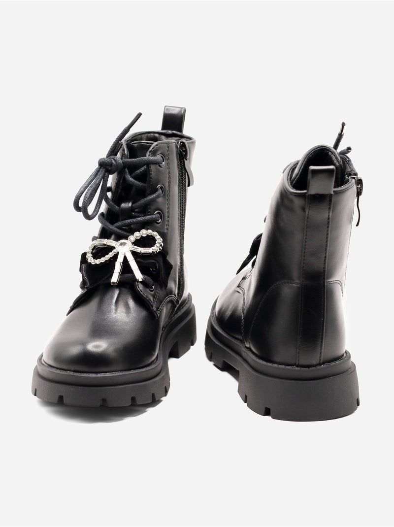 Botas com um laço decorativo Preto fosco - Kiabi