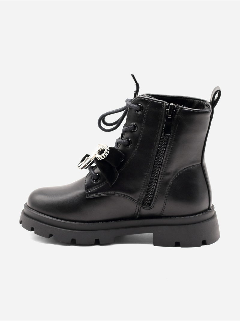 Botas com um laço decorativo Preto fosco - Kiabi