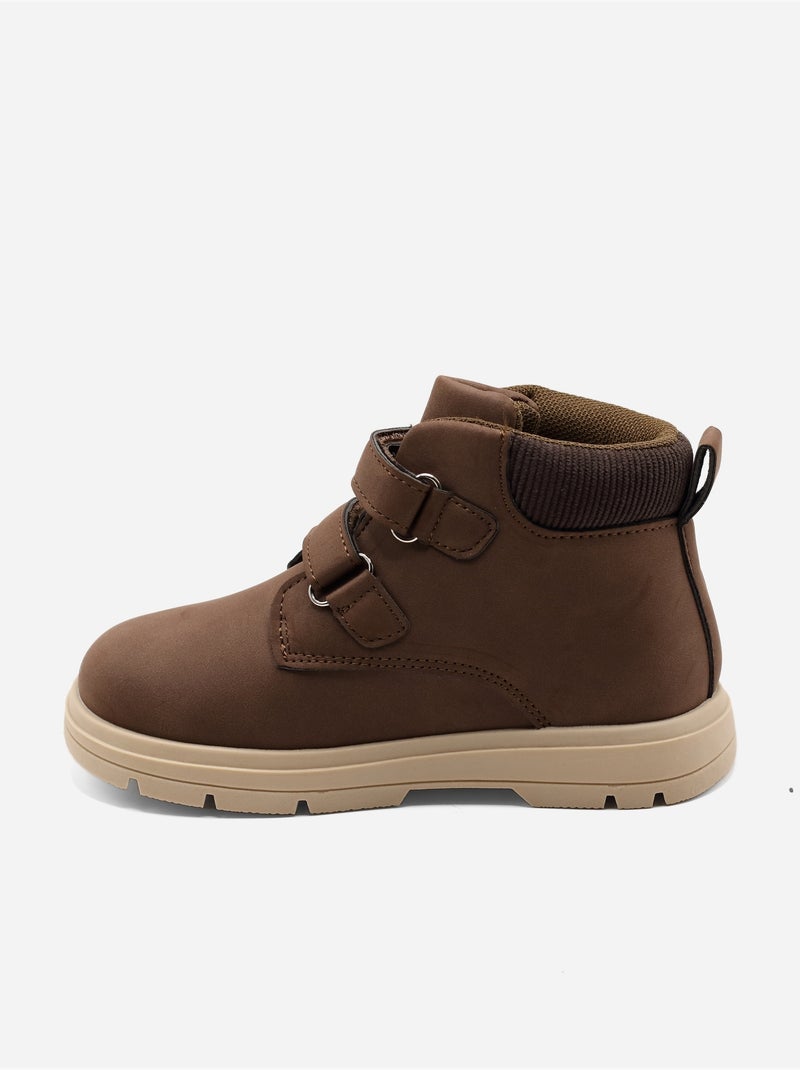 Botas com velcro Castanho - Kiabi