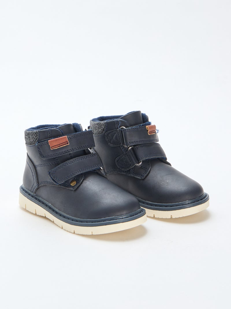 Botas com velcro e interior quente Azul - Kiabi