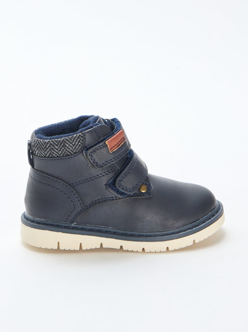 Botas com velcro e interior quente Azul - Kiabi