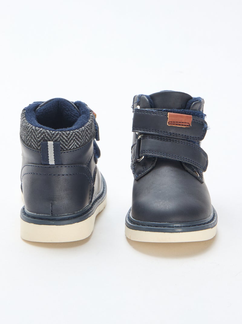 Botas com velcro e interior quente Azul - Kiabi