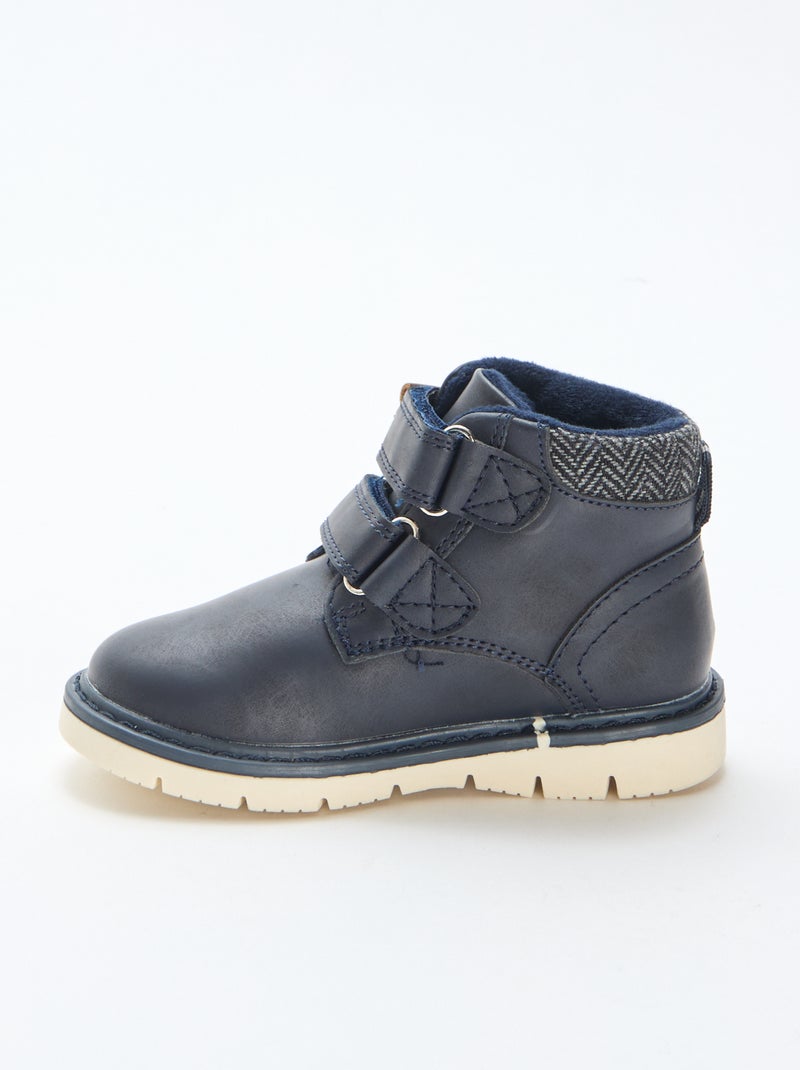 Botas com velcro e interior quente Azul - Kiabi