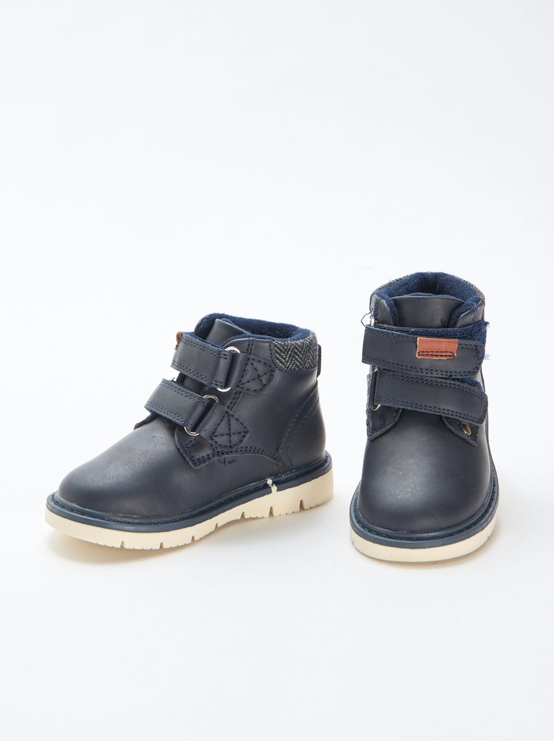 Botas com velcro e interior quente Azul - Kiabi