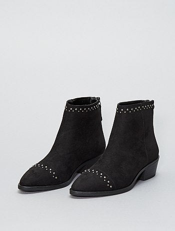 Botas de camurça com rebites - Kiabi