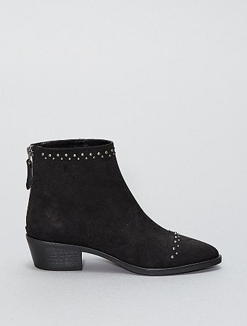 Botas de camurça com rebites - Kiabi