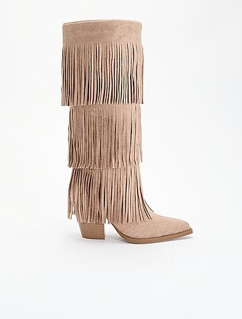Botas de camurça sintética com franjas
