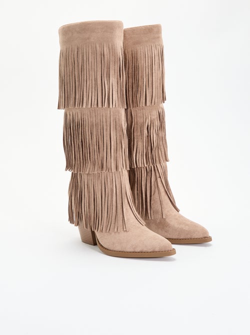 Botas de camurça sintética com franjas - Kiabi Botas de camurça sintética com franjas - Kiabi