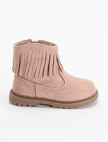 Botas de camurça sintética com franjas