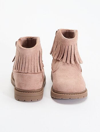 Botas de camurça sintética com franjas