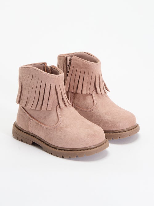 Botas de camurça sintética com franjas - Kiabi