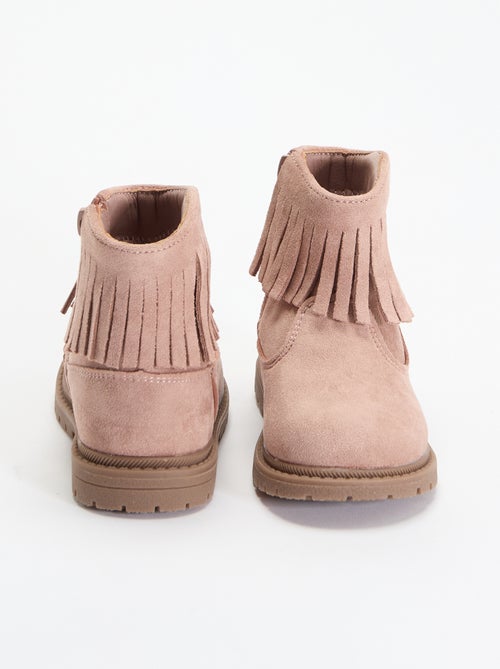 Botas de camurça sintética com franjas - Kiabi