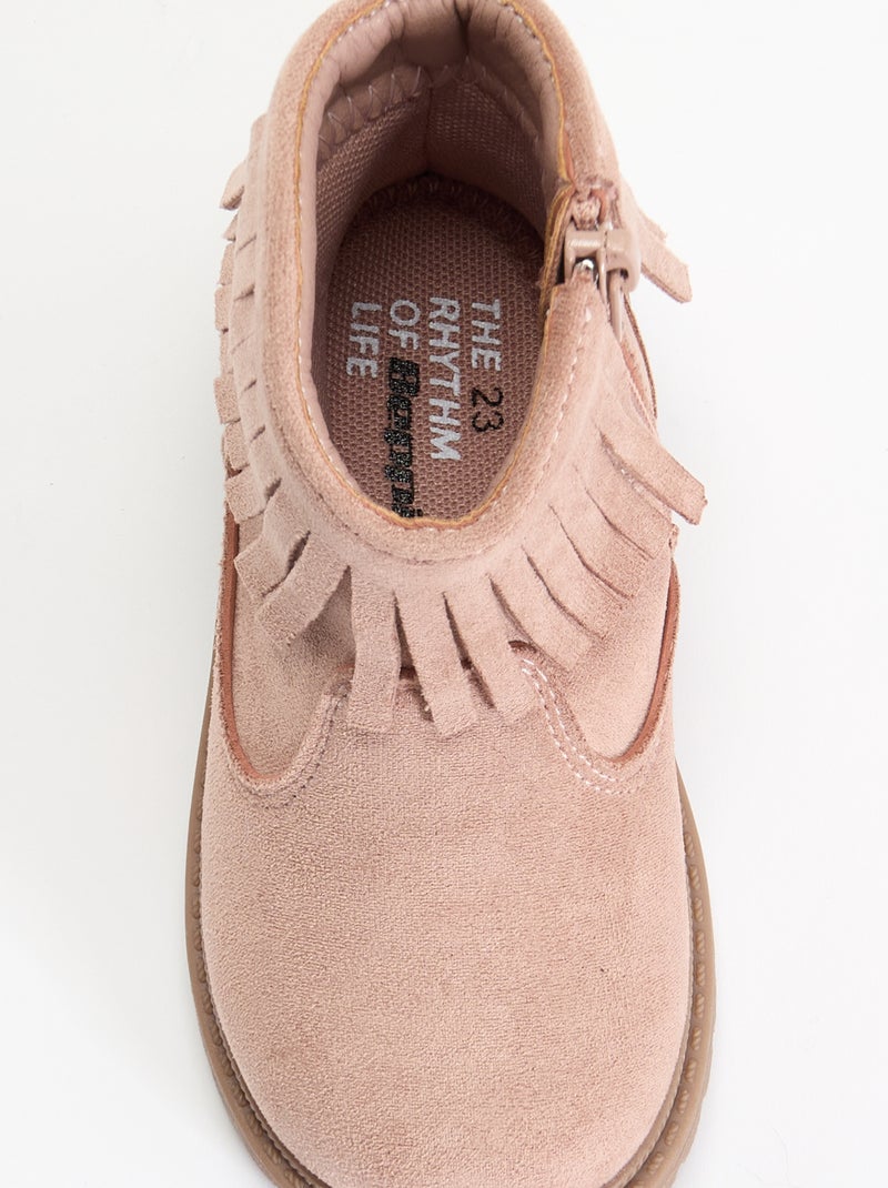 Botas de camurça sintética com franjas Rosa - Kiabi