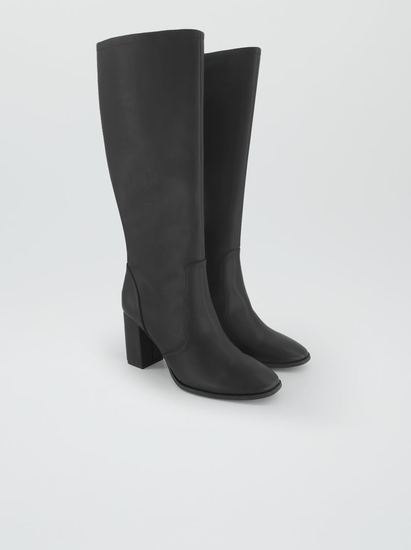 Botas de cano alto com salto Preto - Kiabi