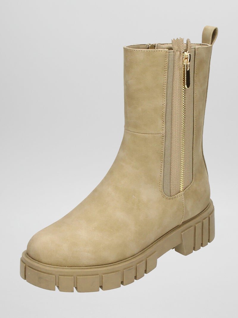 Botas de cano alto com sola grossa MARROM - Kiabi