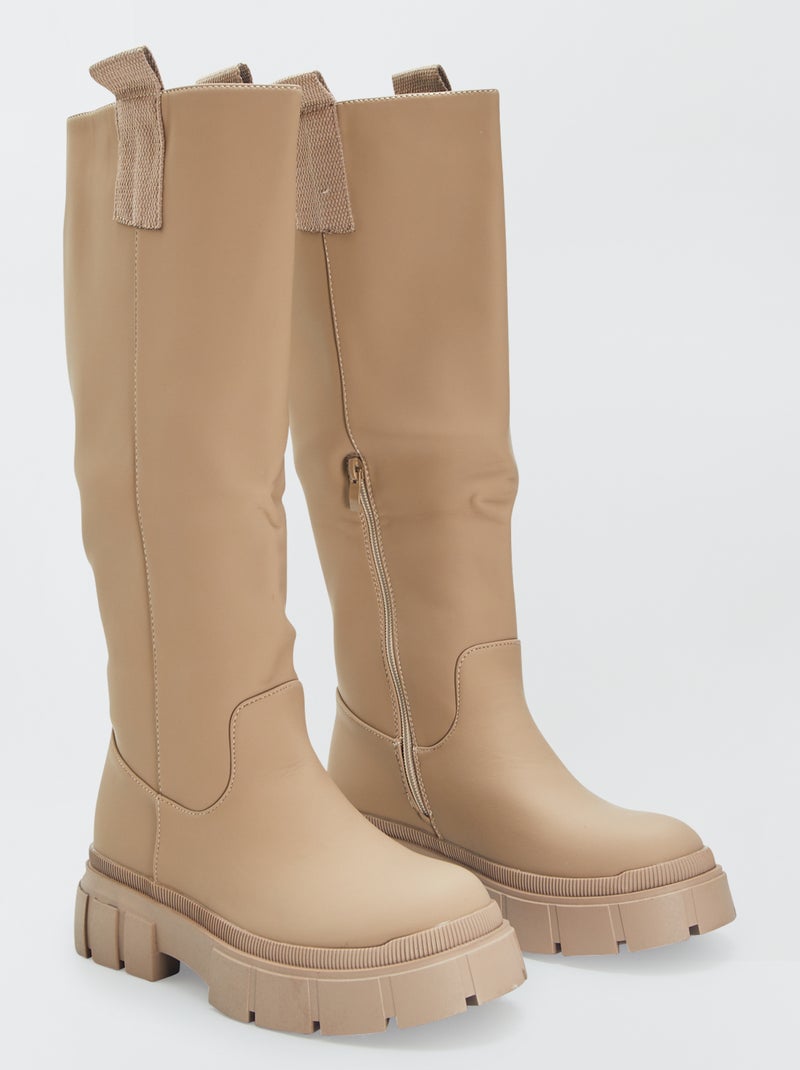 Botas de cano alto com solas grossas LARANJA - Kiabi