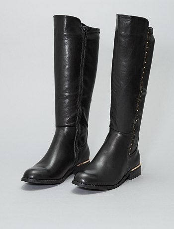 Botas de cano alto com tachas - Kiabi