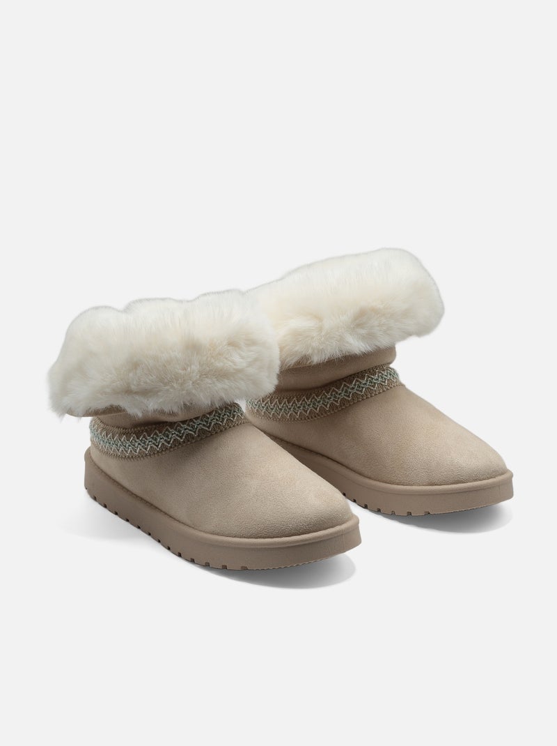 Botas de cano alto Creme - Kiabi
