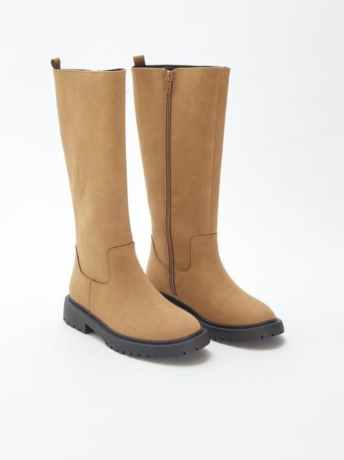 Botas de cano alto em camurça sintética - Kiabi