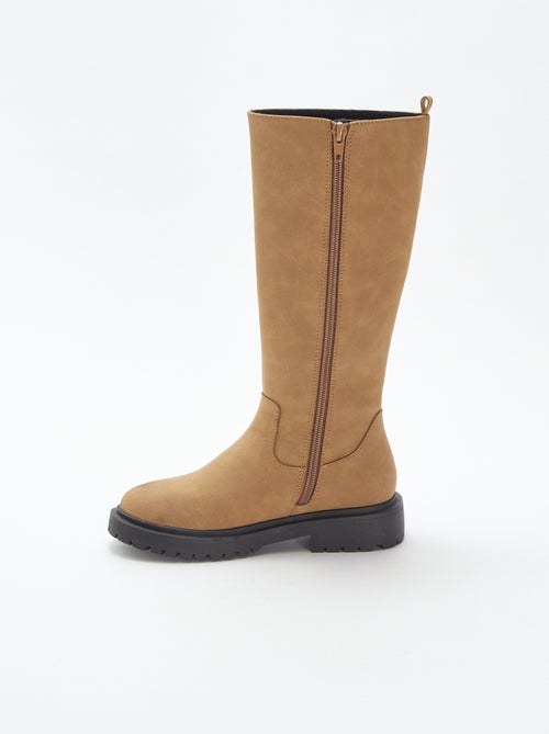 Botas de cano alto em camurça sintética - Kiabi