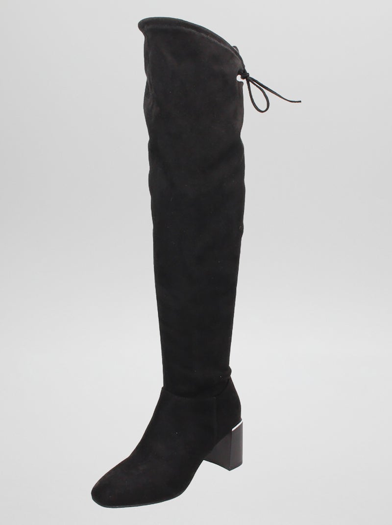 Botas de cano alto em camurça sintética PRETO - Kiabi