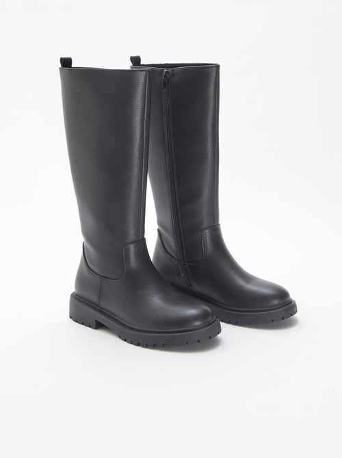 Botas de cano alto em pele sintética - Kiabi