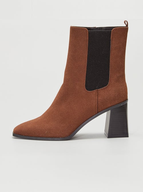 Botas de cano alto estilo chelsea com tacão quadrado - Kiabi