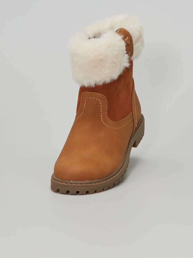 Botas de dois materiais Camel - Kiabi