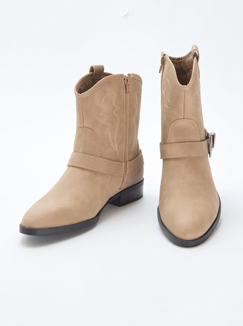 Botas de estilo cowboy com tira - Kiabi