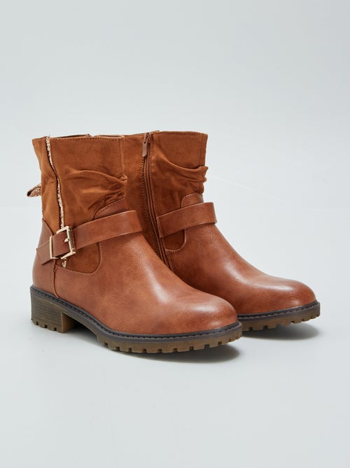 Botas de motard bi-matéria e brilhantes - Kiabi