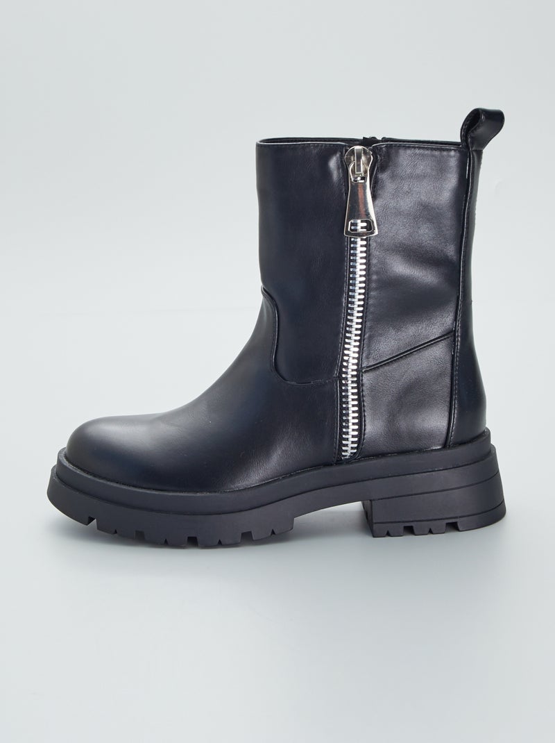 Botas de motard largas com fecho de fantasia Preto - Kiabi