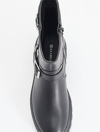 Botas de motociclista com tiras decorativas