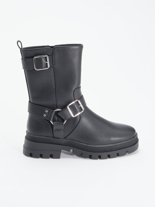 Botas de motociclista com tiras decorativas - Kiabi Botas de motociclista com tiras decorativas - Kiabi