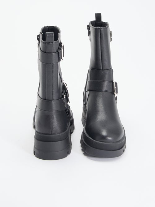 Botas de motociclista com tiras decorativas - Kiabi Botas de motociclista com tiras decorativas - Kiabi