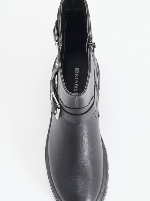 Botas de motociclista com tiras decorativas - Kiabi Botas de motociclista com tiras decorativas - Kiabi